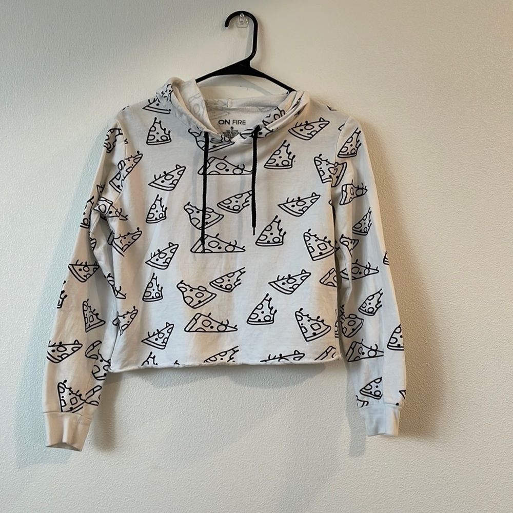 Small cropped light weight hoodie with pizza